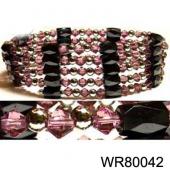 36inch Pink Glass,Magnetic Wrap Bracelet Necklace All in One Set